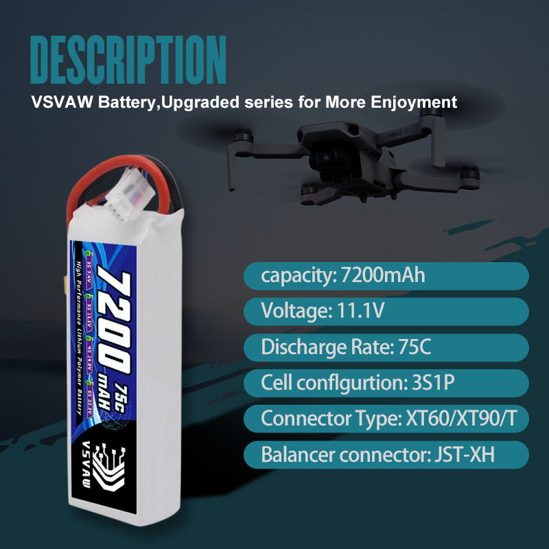 VSVAW 3S Lipo Battery 11.1V 72 - Drone Battery Adapter recensie en prijs