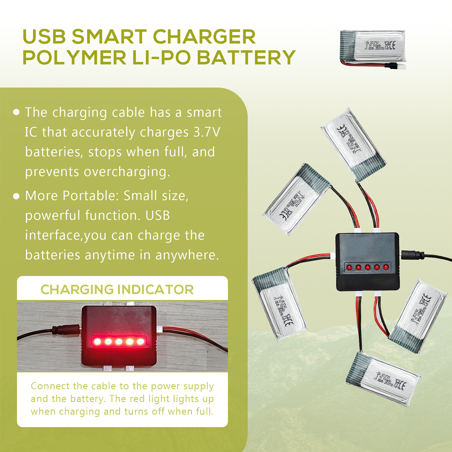 5Pcs 3.7V 500mAh LiPo Batterie - Drone Battery Adapter recensie en prijs